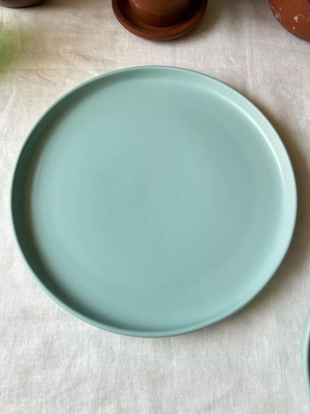 🌴Colorful Turquoise Semi-Matte Dinnerware Set of Two Plates
